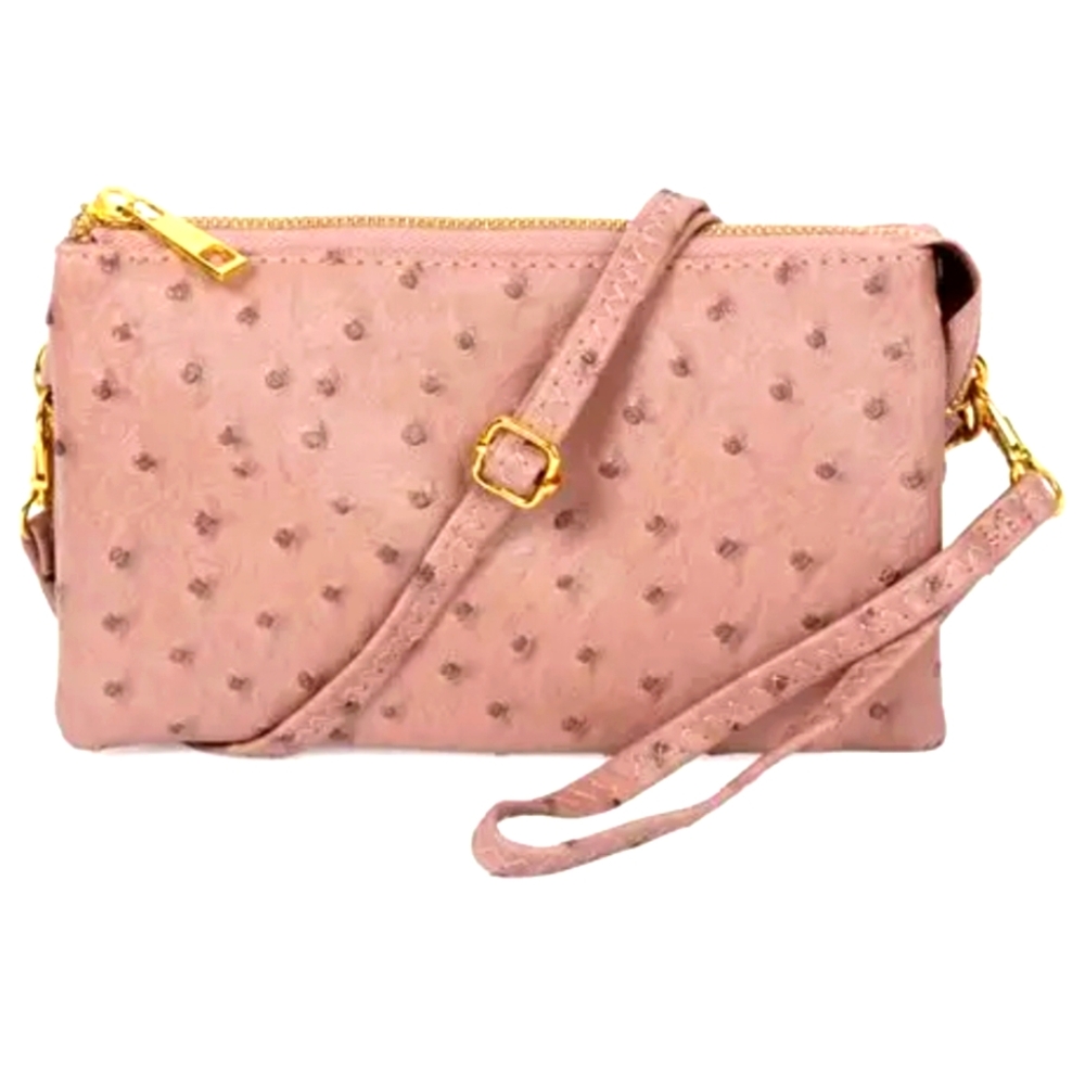 NWT! Ostrich skin look purse with 4 compartments 2 for cards, 2 w zippers, NwT